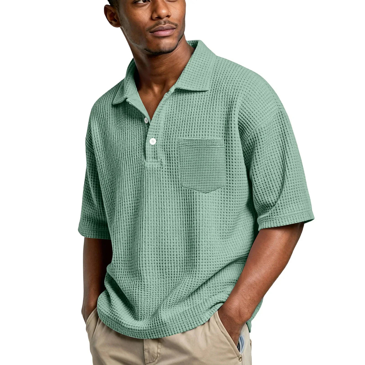Men's Lightweight Waffle Shirt | Breathable Slim Fit Essential – photo 7