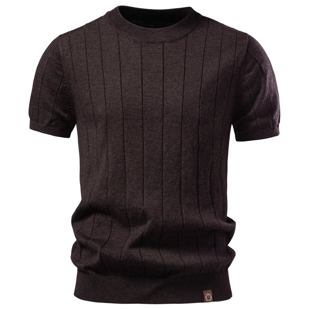 Men's 100% Cotton Striped T-Shirt | Soft Casual Summer Top – photo 2