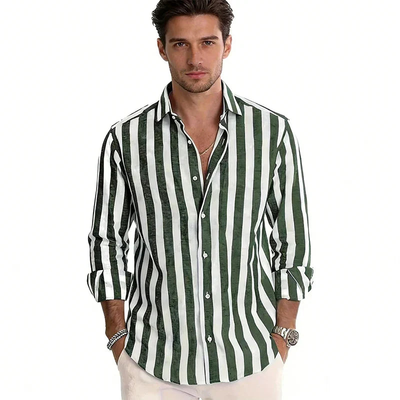 Men's Polyester Long Sleeve Stripe Shirt | Classic Autumn Winter Essential – photo 5