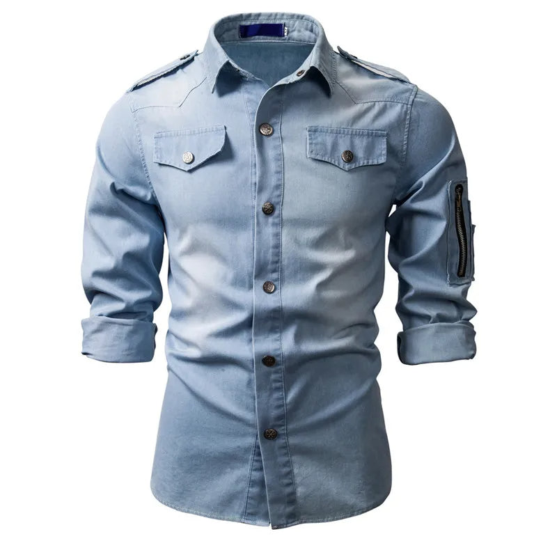 Sleek Slim-Fit Shirt with Zipper Sleeve Detail – photo 7