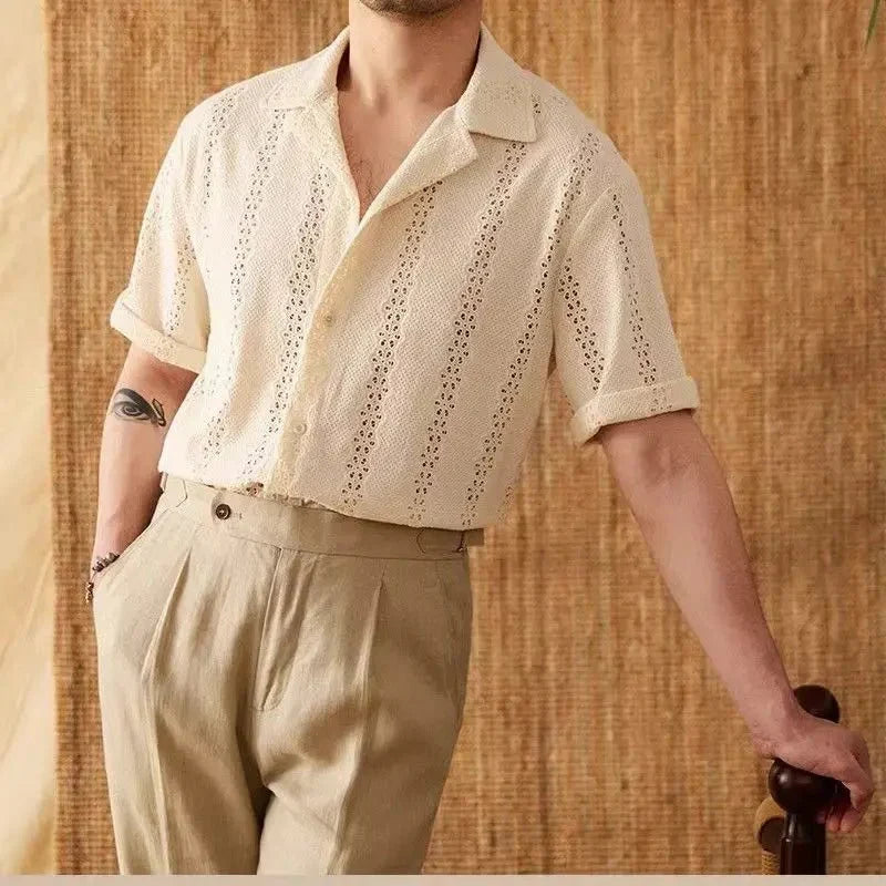 Men's Lightweight Short Sleeve Summer Shirt - Cuban Collar – photo 3