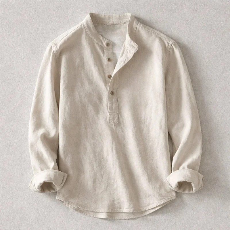 Eva Chester Vintage Style Cotton-Linen Shirt for Men – photo 4