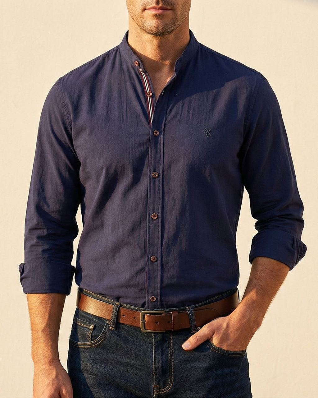 Eva Chester Elegant Mandarin Collar Shirt for Men – photo 10