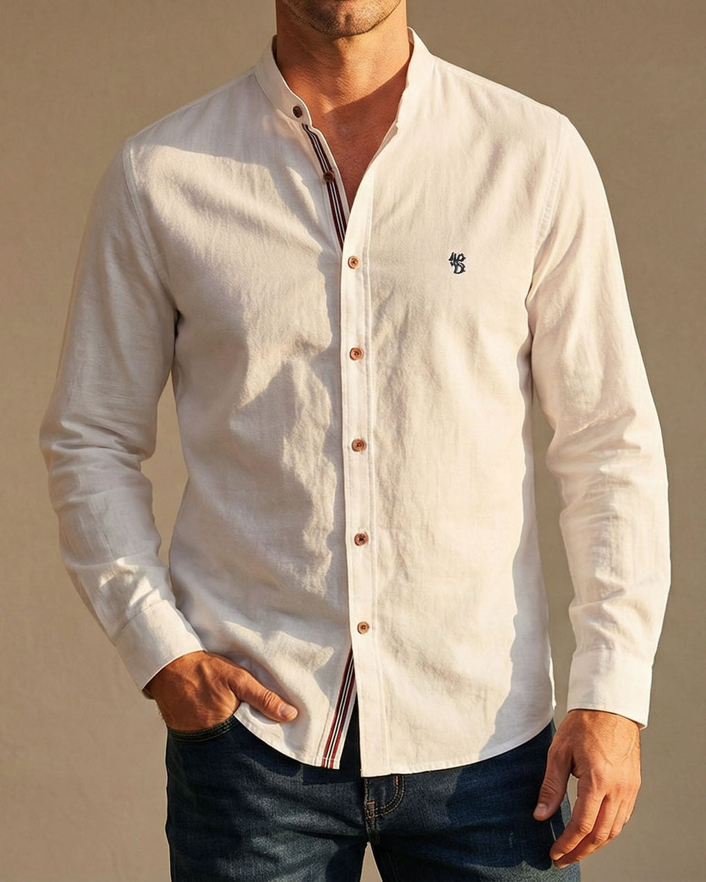 Eva Chester Elegant Mandarin Collar Shirt for Men – photo 9