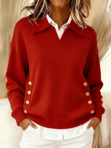 Vynette | V Neck Jumper with Collar